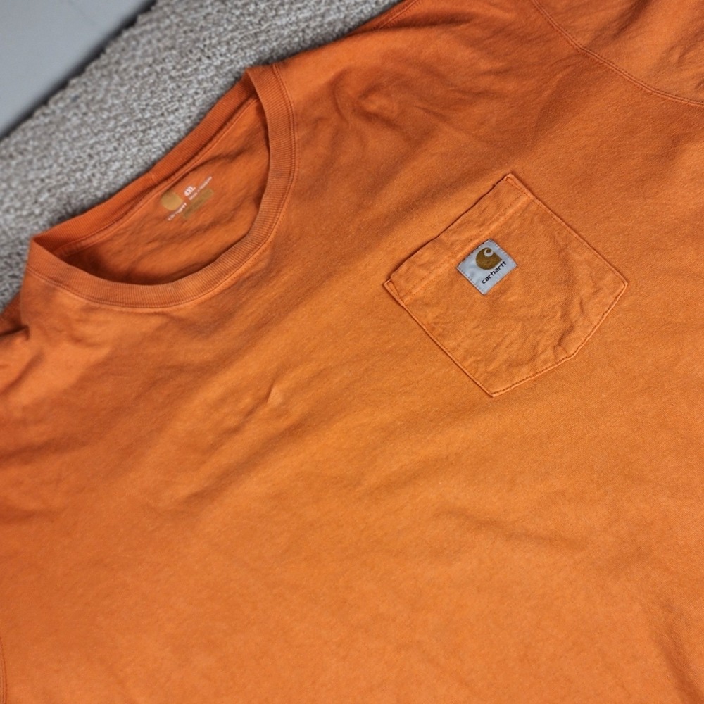 Carhartt Pocket T-Shirt 4XL Workwear Cotton Original Fit Orange Short Sleeve